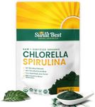 Sunlit Best USDA Organic Chlorella Spirulina Powder - 100% Raw & Vegan Source of Protein & Chlorophyll | Non GMO & Gluten Free Superfood Energy Drink | Gut Health & Immune Support Supplement, 8 oz