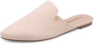 DREAM PAIRS Women's Flat Mules Pointed Toe Backless Loafer Shoes,Size 9.5,Arricot/Suede,DML211