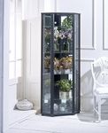 New Black Space Corner Glass Cabinet