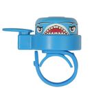 Crazy Safety Animal Blue Shark Kids Bike Bell | Weatherproof bicycle bell loud for cycling and balance bike Easy handling | Right or left handed | Bicycle bell for children