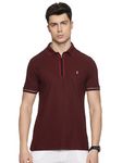 STELLERS Men's Zipper Polo T-Shirt Wrinkle Free Quick Dry Soft and Feather Touch Feel Regular Fit Wine Medium