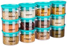 Amazon Brand - Solimo Plastic Storage Jar and Container Set I Air Tight & BPA Free Containers for Kitchen Storage Set I Grocery Kitchen Container Set I Multipurpose Jar, 500 Ml Each, Set 12, Blue