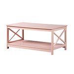 Convenience Concepts Oxford Coffee Table with Shelf, Blush Pink