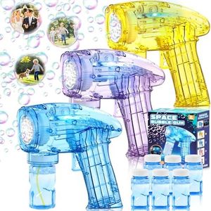 BGIUSQF 3pcs Pistolet a Bulle pour Enfant, Machine a Bulle avec 6 Bulles de Savon Liquide, Machines à Bulles de Savon pour Fêtes, Cadeaux de Mariage et Anniversaire, Jouets D'extérieur