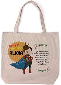 LolaPix Bolsa tela profesora. Regalos para profesores. Bolso de tela modelo Cindy. Varios diseños. SÃšPER PROFESORA