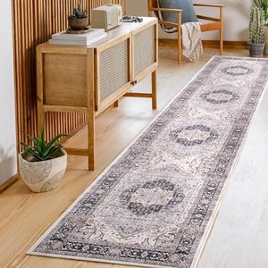 Carvapet Lavabile Tappeto Corridoio 60x300cm Antiscivolo Tappeti Runner Passatoia Lungo Sottile Grigio Tappeti di Zona per Camera da Letto Soggiorno Cucina