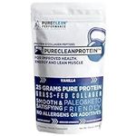 PureClean Protein - Organic Grass-Fed 21G Beef Protein Powder + 15G Collagen - Gluten Free, Sugar Free, Dairy Free - 100% Paleo Keto HydroBEEF Bone Broth Protein - (20 Servings/500 Grams) Vanilla