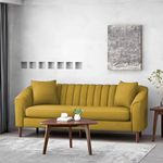 Casaliving Doraldo 3 Seater Sofa Set for Living Room (Yellow Colour) Premium Fabric Sofa