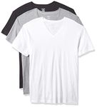 2(X)IST Men's Essential Cotton V-Neck T-Shirt 3-Pack, White/Black/Heather Grey, X-Large