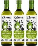 Chosen Foods 100% Pure Avocado Oil, Keto and Paleo Diet Friendly, Kosher Oil for Baking, High-Heat Cooking, Frying, Homemade Sauces, Dressings and Marinades (1lt 3-Pack)