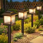 KOOPER 8 Pack Solar Pathway Lights Outdoor, Unique Solar Garden Lights Outdoor Waterproof, Bright Walkway Lights UP to 10 Hours of Lighting Decorative for Landscape Path Driveway Lawn Patio Yard