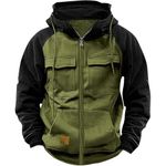 Zip up Fleece Mens Heavy Hoodies Pullover Vests for Men UK Fall Jackets for Men with Hood Leather Flying Jackets for Men Wolf Hoodie Polo Neck Jumpers for Men Warmer for Men (Green, L