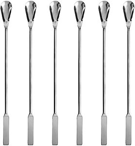 EISCO 6PK Lab Spatula Spoon, 9" - Stainless Steel, Polished - One 0.35" Flat End, One 0.75" Scoop End - Scoopula