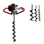 52cc Digger, 2.4HP Gas Powered Post Hole Digger Ground Fence 2-Stroke Single Cylinder Gasoline Engine, Auger Post Hole Digger with Earth Auger Drill 4"/6"/8" Bits