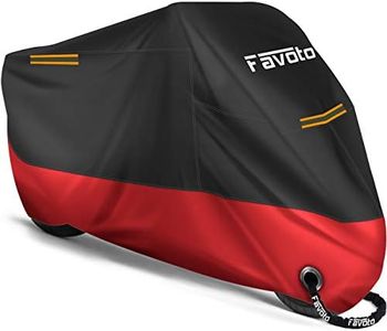 Favoto Motorcycle Cover 96.5 inches Length All Season Universal Weather Waterproof Sun Outdoor Protection Durable Night Reflector with Lock-Holes & Storage Bag Motorbike Vehicle Cover