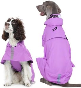 Kuoser Dog Raincoat, Waterproof Dog Rain Jacket with Clear Hooded Double Layer, Lightweight Reflective Dogs Rain Coat with Adjustable Belly Strap, Rain Coats for Extra Large Dogs Outdoor Wear,Pink 2XL
