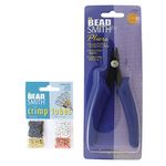 The Beadsmith Crimping Set, Crimp Forming Pliers 5-1/8" and 500 Crimp Tubes, 2x2mm in Assorted Colors, Creates Smooth, Rounded Crimps Every Time, No Sharp Edges