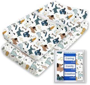 Extra Stretchy Changing Pad Cover, TotBasic Ultra Soft Premium Jersey Knit Changing Pad Sheets, Unisex for Boys Girls, Fits All Standard Changing Tables/Dresser Tops - 2 Pack (Print Dino + Puppy)