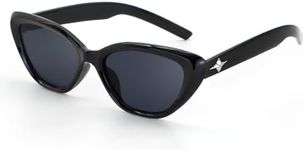 CHEERYMAGIC Sunglasses Womens, Retro Cat Eye Sunglasses Trendy Rectangle Sunglasses Big Frame Oversized Sun Glasses UV400 Protection For Driving A6-XXMYMJ(Black)