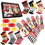 Disney Stitch Christmas Crackers Set of 6 with Socks Inside One Size Crew Socks Minnie Mouse Women Teenagers Kids Gifts (Black Minnie Mickey - Adult)