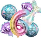 Mermaid Balloons 32inch Number Foil Balloon Kids Birthday Party Decoration Supplies Baby Shower Decor Helium Globos (Mermaid number 6)