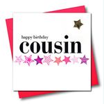 Claire Giles Hearts and Stars Happy Birthday Cousin Card - Pink,black|pink|grey|peach|red