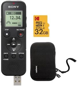 Sony ICD-PX370 Mono Digital Voice Recorder with Built-in USB Bundle with Hard Carrying Case, and 32GB microSDHC Card (3 Items)