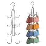 Baoswi 2 Pack Purse Hanger Closet Organisers Storage, 4-Tier Hanging Bag Holder, Silver Metal Handbag Storage Hook Backpack Rack Space Saving Hanger