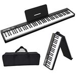 88 Keys Foldable Keyboard Piano, HiiPeak Beginner Digital Piano with Bluetooth, MIDI, Rechargeable Battery, Music Sheet Stand, Professional Electric Piano (Full Size Keys)