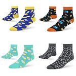 DYNAMOCKS Men's and Women's Combed Cotton Ankle Length Socks (Pack of 4) (Multicolour, Free Size) (CA - Bolt + Neon + Polka + Trios)