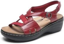 DREAM PAIRS Women's Comfortable Arch Support Wedge Sandals Open Toe Summer Sandal,Size 9.5,Red,DWUMWS2510