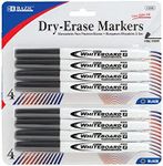 BAZIC Products Dry Erase Marker Black Fine Tip, Whiteboard Pen Marcador, Low Odor Markers White Board Pens for Office School Supplies (4/Pack), 2-Packs