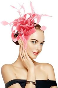 Specell Pink Tea Party Party Hats, Fedora Hats for Women, Derby Hat for Women Pink, Pillbox Fascinators Gold, Foldable Derby Fasinators.
