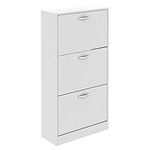 Vida Designs 3 Drawer Shoe Cabinet Cupboard Shoe Storage Organiser Pull Down Wooden Furniture Unit, White