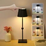 Lixada Cordless Table Lamp Touch LED Stepless 3 Colors Lamp Bedroom Eye Care Rechargeable Desk Lamp Bedside Lamp Touchable Ambient Night Light for Couple Dinner Restaurant Bedroom