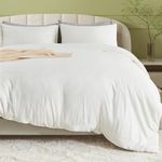 Sasttie Duvet Cover Queen Size, Double Brushed Queen Duvet Cover, 3-Piece Duvet Cover Set Includes 1 Duvet Cover (90x90) and 2 Pillowcases (20x26) with Zipper Closure, Milky