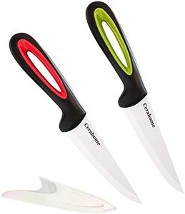 Cerahome Ceramic knife Super Sharp 4-inch Utility Knife Fruit Paring Knife Set with Sheath, Kitchen knives Sets for Cutting Boneless meats, Sashimi, Fruits and Vegetables (Red+Green)