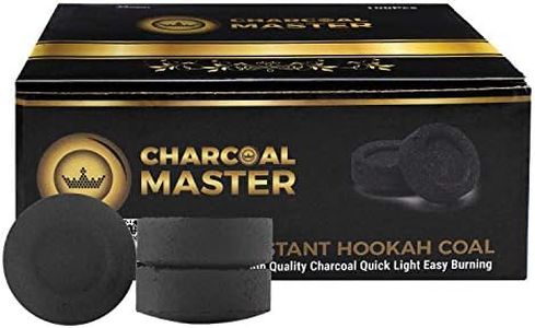 Charcoal Masters Hookah Coals Instant Light - Premium Charcoal Briquettes for Hookah Set, Smoking, Incense - 45 Minute Burn, Low Smoke, No Artificial Flavors - 33mm Coal Disks for Shisha, 100 Pack