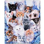 Dawhud Direct Collage Kitten Fleece Blanket for Bed, 75" x 90" Queen Size Cute Fleece Throw Blanket for Girls, Women, Men and Kids - Super Soft Plush Cat Blankets for Cat Lovers Kitty Cats Print Throw