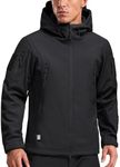FREE SOLDIER Men's Outdoor Waterproof Soft Shell Hooded Military Tactical Jacket (Black X-Large/US)