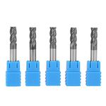 TOPINCN 5Pcs Tungsten Carbide 4 Flute Straight Shank Square Nose End Mill Cnc Milling Tools 6Mm Diameter X 50Mm Length