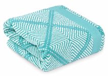 Weave Essentials Velour Beach Towel - 80x150cm, 100% Combed Cotton Beach Towels for Adults, Highly Absorbent Lightweight Sand Free Beach Towel, Suitable as bath sheet & shower towel | Aqua Blue