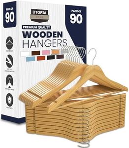 Utopia Home Premium Wooden Hangers 90 Pack - Durable & Slim Coat Hanger - Suit Hanger with 360-Degree Rotatable Hook - Wood Hangers with Shoulder Grooves (Natural Color)