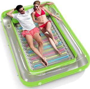 Inflatable Tanning Pool Lounger Float - Jasonwell 4 in 1 Sun Tan Tub Sunbathing Pool Lounge Raft Floatie Toys Water Filled Tanning Bed Mat Pad for Adult Blow Up Kiddie Pools Kids Ball Pit (LG,XXL)