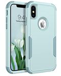 DUEDUE for iPhone X Case, Phone Case for iPhone XS, Heavy Duty 3 in 1 Rugged Shockproof Hybrid Hard PC Soft TPU Bumper Drop Protective Girls Women Men Covers for iPhone X/XS, Grey Green