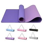 Good Nite Yoga Mat Exercise Fitness 6mm Mat Extra Thick Non-Slip Training Mats for Sports Pilates Gym Mats Floor Gym Resistance Mat with Carrying Strap 183 x 61 x 0.6 cm(Dark Purple/Light Purple)