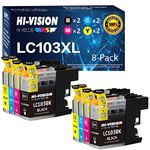 HI-VISION HI-YIELDS Compatible Ink Cartridge Replacement for LC-103 LC103 XL, 2xBlack,Cyan,Yellow,Magenta, 8 Pack