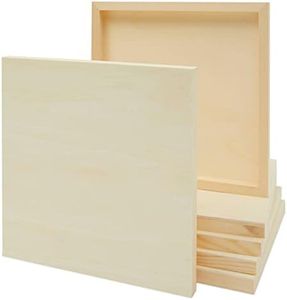 Bright Creations 6 Pack Unfinished Square Wood Panels for Painting, 12x12 Wooden Canvas Boards for Crafts