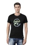 Buzz Standard Men Round Neck, 100% Pure Super Soft Rich Cotton, Regular Fit, Half Sleeve, Casual Printed T-Shirt (BZPR01_Black 2XL)