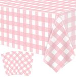 4 Pack Pink Buffalo Plaid Tablecloth Pink and White Checkered Table Covers Classical Pink Rectangle Tablecloth Party Decorations for Picnic Barbecue Holiday and Birthday Party Supply 51 x 86 Inch